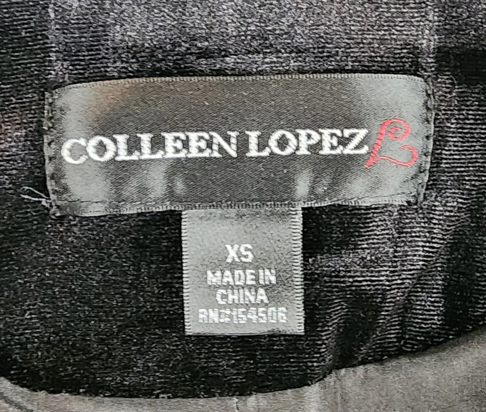 Colleen Lopez Jacket Womens Extra Small Black Velvet Floral Embroidered Blazer - Image 4 of 4