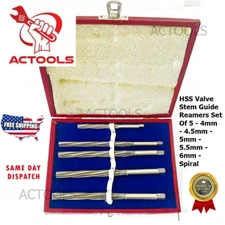 Valve HSS Stem Guide Reamers Set  5 Pcs ( 4mm to 6mm) Spiral  ACTOOLS USA