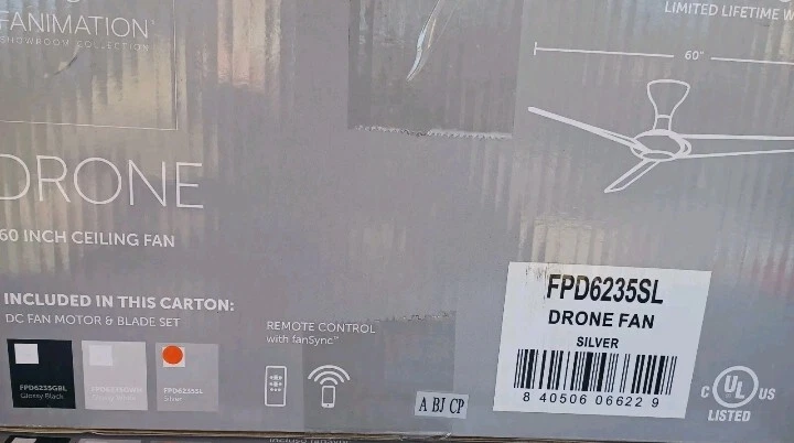 Fanimation 60 inch Smart Ceiling Fan - Silver Remote Control Smart - Image 4 of 4