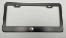 Laser Engraved Alfa Romeo Logo Black License Plate Frame Stainless Steel Fit