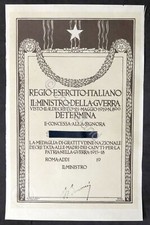 WWI Attestato di concessione medaglia di gratitudine madri dei caduti in guerra 