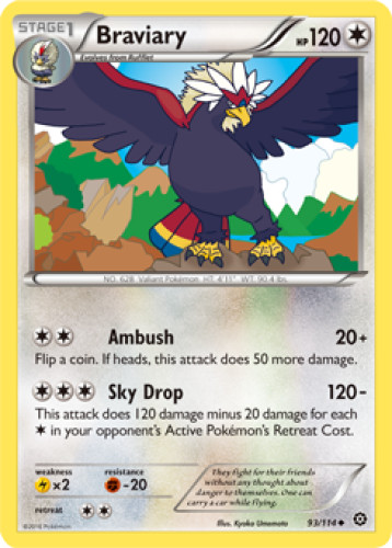 1x Braviary 93/114  XY Steam Siege Pokemon TCG Card NM