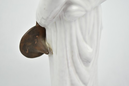 Mid-Century Italian Glazed Terracotta 13" Tanagra Female Statues Figures - Picture 9 of 12