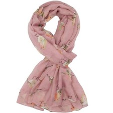 Robin Scarf Dusky Pink Ladies Red Robins Bird Wrap Womens Pretty Birds Shawl