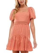 City Studios Juniors' Cotton Lace-Trimmed Dress L137515 Womens Size L