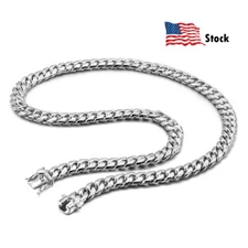 925 Sterling Silver Miami Cuban Link Chain Men's Necklace 10mm 22" 24" 26" 28"