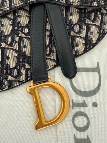 Authentifizierte Christian Dior schräge blaue Monogramm Sattel Schulter Crossbody Tasche - Bild 6 von 13
