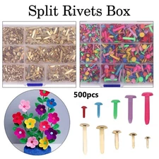 500pcs Gold & Multicolored Split Pins Leg Rivets Box Craft Toys Card Making Tags