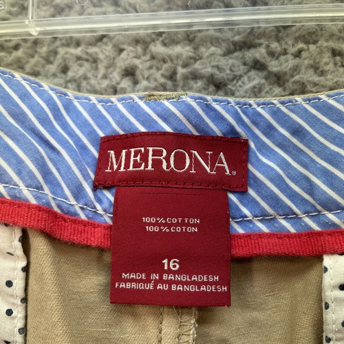 Merona Chino Shorts Damen Größe 16 hellbraun 100 % Baumwolle flach vorne Freizeit Party - Bild 15 von 17