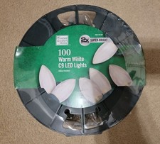 Home Accents 100 Warm White Super Bright C-9 LED String Lights 65' Long NEW