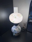Vintage Milk Glass Lamp With Floral Design