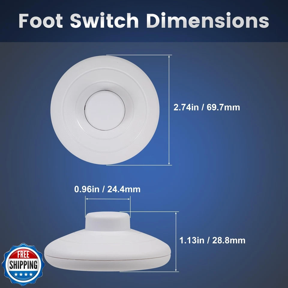 3-Pack Floor Lamp Foot Switch, Spring On/Off, White, 125V/3A, LED Lights - Image 2 of 4