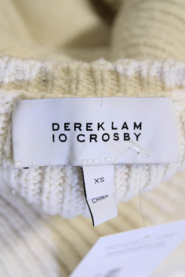 10 Crosby Derek Lam женщин круглый вырез длинным рукавом вязаный свитер кремовый размер XS - Изображение 4 из 4