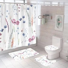 Bathroom Sets with Shower Curtain and Rugs 4pcs Sets, Waterproof Fabric Bathr...