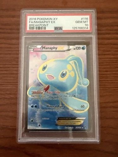 2016 Pokemon XY Breakpoint Manaphy Ex Full Art #116 GEM MT PSA 10 Ultra Rare
