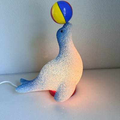 Vintage Melted Plastic Popcorn Light Circus Seal Table Lamp Night