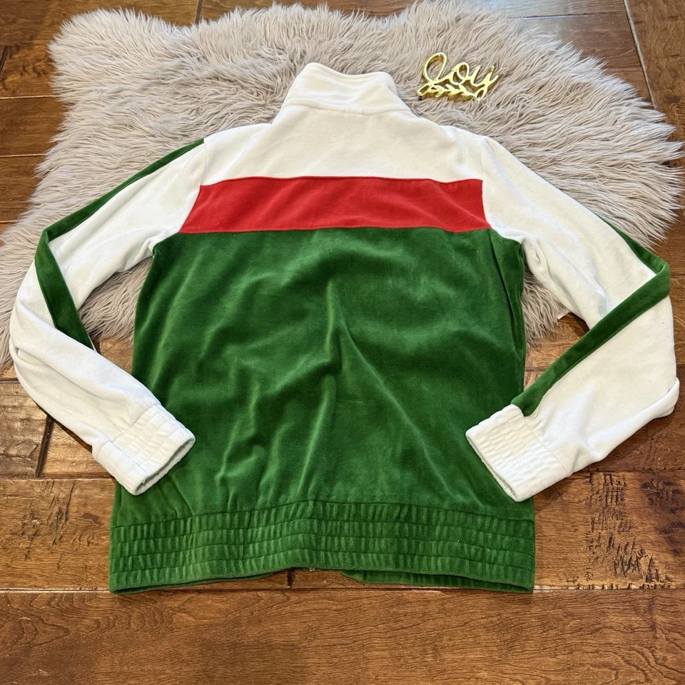 Fila 男式田径夹克绿色白色红色丝绒拉链前尺寸 S — 第 3/4 张图片