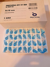 PRECIOSA MACHINE-CUT 9 X 18 MM AQUAMARINE DROPS (24 PCS)