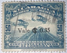 Travelstamps: Nicaragua Stamps Sc #C107, OP, Stamps .35 on .50c Airmail  Used Og