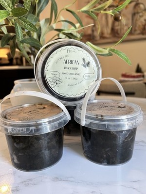 African Black Soap 100% Organic Raw Natural Skin Care - 10 oz - Handmade