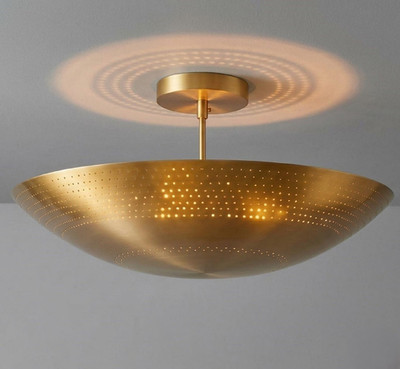 Mid Century Ceiling Light Minimalist Handmade Dome Pendant Brass Chandelie