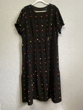 SHEIN Curve 4XL Black Multicolor Heart Print Ruffle Sleeve Midi Dress Plus A14