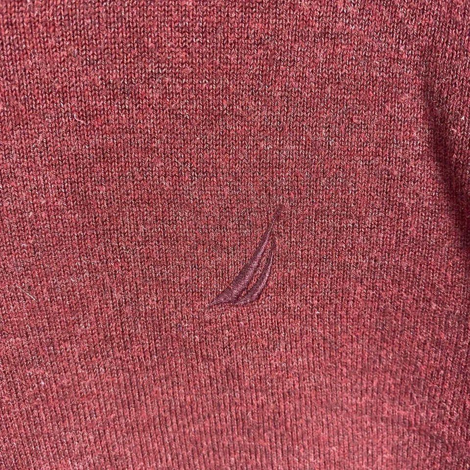 Nautica Sweater Mens XL Burgundy V Neck Pullover Luxury Performance Blend - Image 3 of 4