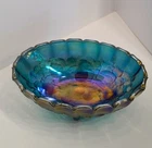 Vintage Indiana Glass  Iridescent Harvest Grape Carnival  Footed Oval Bowl