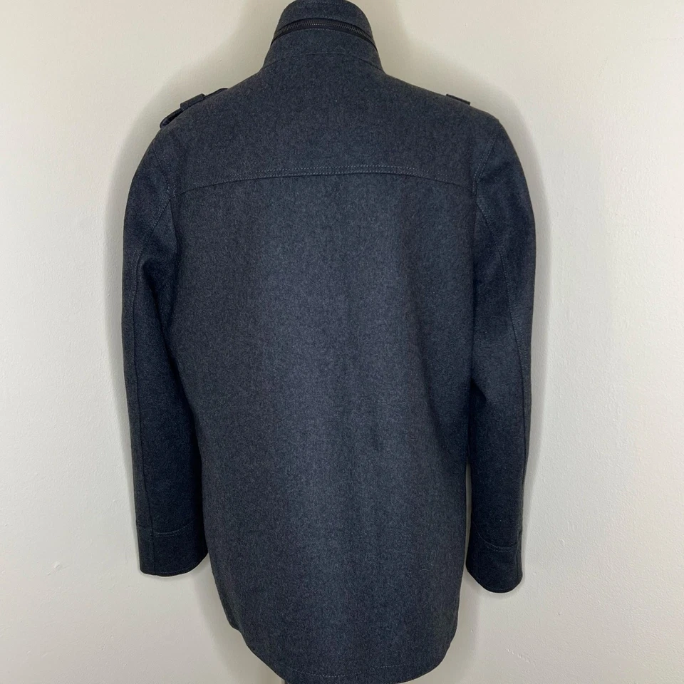 Guess Wool Blend Military Field Jacket Large Mens Coat Quilted Insulated Gray - Image 4 of 4