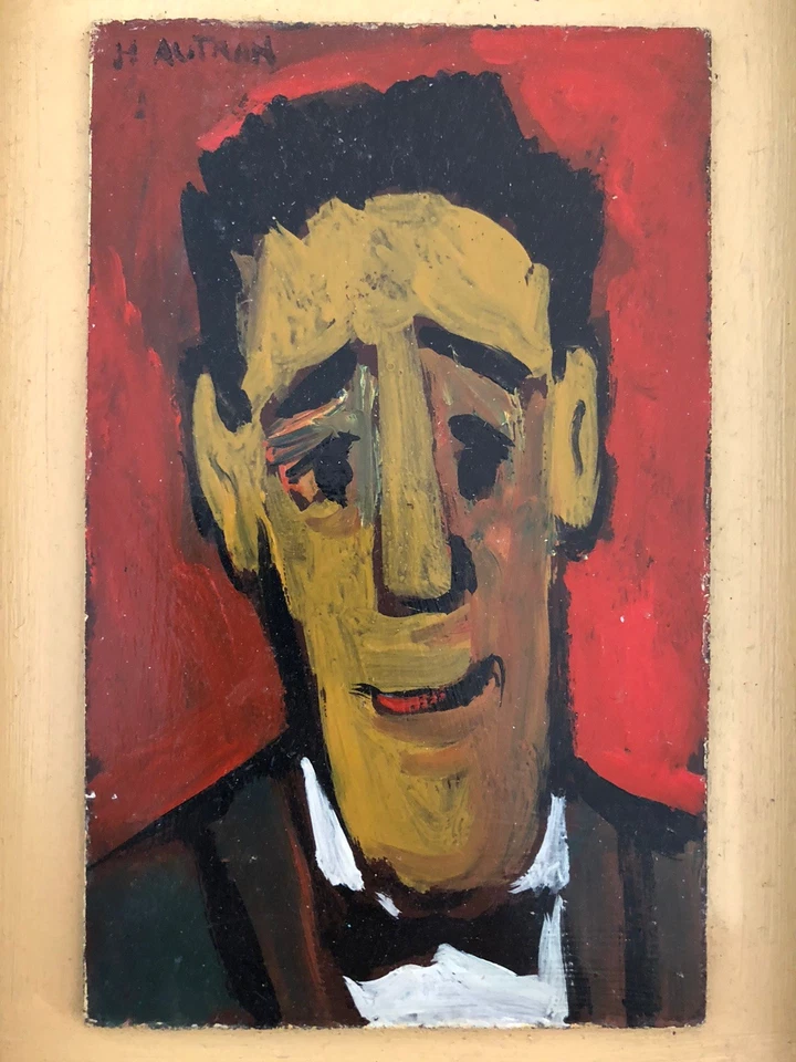 Henri Autran (1926-2007) Huile sur panneau - Portrait d'homme (signé + tampon) - Photo 2/4