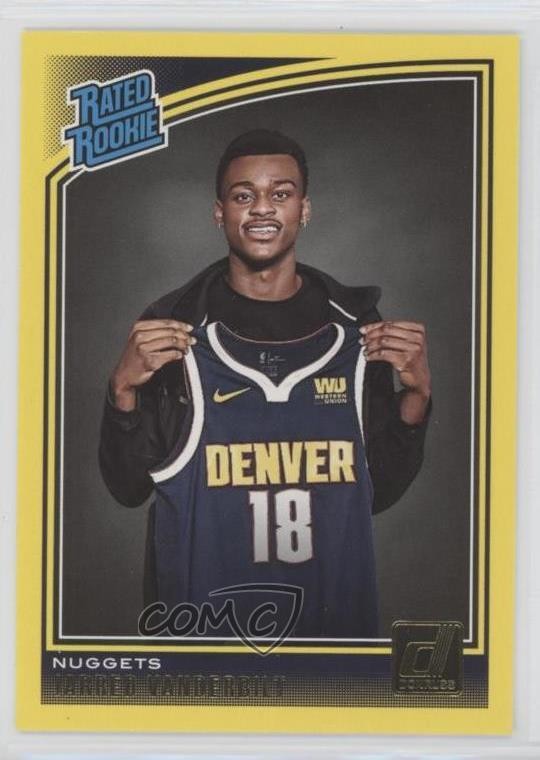 2018-19 Panini Donruss Rated Rookies Yellow Flood Jarred Vanderbilt #151 0q0m