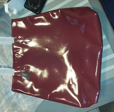 Victoria's Secret Burgundy Patent Finish Large Tote Logo Lined Dust Bag