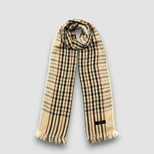 NWT Vintage DAKS London Scarf Classic Plaid Frayed Hem Neckwear Winter Scarves