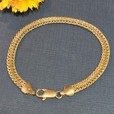 Bracelet Vintage en Plaqué Or - Maille Chevron / Palmier