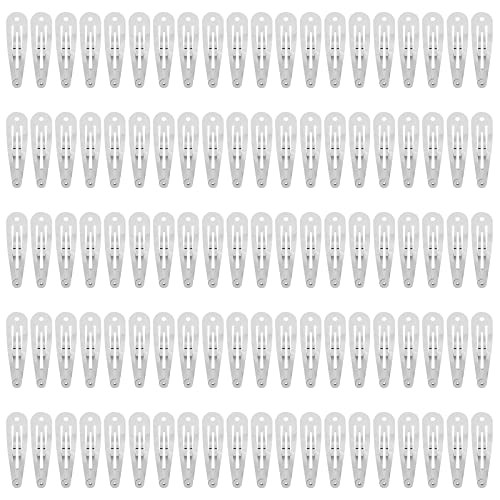 100 Stück 2 Zoll kleine Metall Schnapp Haarspangen mit Loch 5 cm Silber Haarspangen - Bild 3 von 8