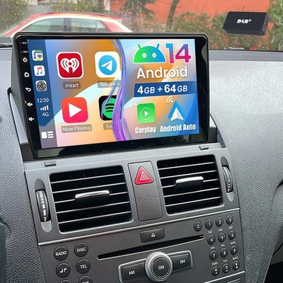 ESSGOO Autoradio DAB+ Android 15 per Mercedes Benz Classe C W204 S204 GPS NAVI WIFI RDS