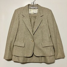 Evan Picone Wmn's 2 Pc Skirt Suit Size 10/12 Brown Houndstooth Wool Preppy 1980s