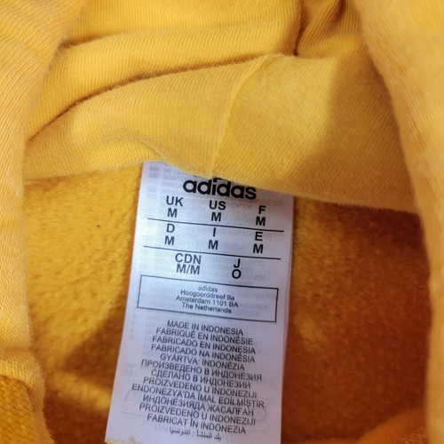 Adidas Mens Hoodie Pullover Sweatshirt Yellow Training Activewear - Picture 3 of 4