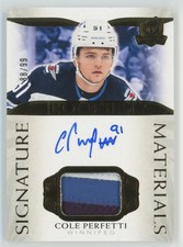 2021-22 UD The Cup Signature Materials Patch Cole Perfetti RC Auto /99 #SP-CP