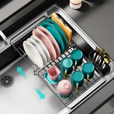 Expandable in Sink Dish Drying Rack - Adjustable Dish Rack Over Sink, Rustpro...