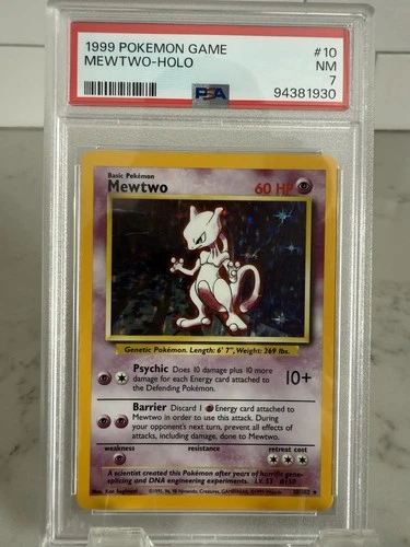 Mewtwo Holo #10 - 1999 Pokemon Base Set - PSA 7 NM