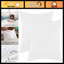 100 Cotton Waffle Weave Euro Sham Covers 26"x26" - 2 Pack, Soft Luxury Pillow C