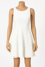 Speechless Fit & Flare Dress Women's 11 Juniors White Lace Floral Glitter Party