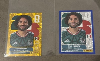 Panini FIFA World Cup César Huerta Gold Crumple & Blue Border Silver Crumple MX 