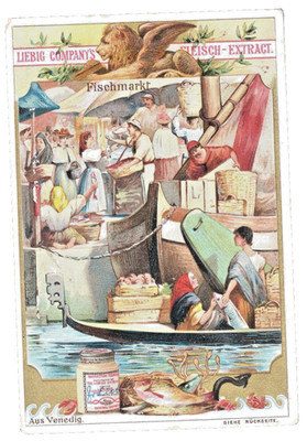 1885 Vintage Advertising German Trade Card Liebig's Fleisch - Extract Merchants