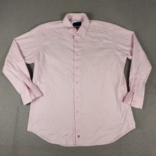 David Donahue Shirt Mens Size 18 Pink Dress Button Up Long Sleeve
