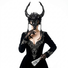 Krampus Goat Devil Horn Masquerade Party Halloween Mask -Black