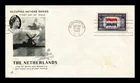WW2 OVER-RUN NATIONS NETHERLANDS FLAG ARTCRAFT 1943 FLAG FDC QUEEN WILHELMINA UN