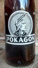 Pokagon Bev. Angola, Ind. Acl soda Bottle, Indian Adv.