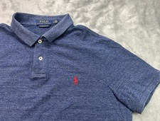 Polo Ralph Lauren Shirt Men's Sz LG Blue Custom Slim Fit Appliqued Cotton Polo
